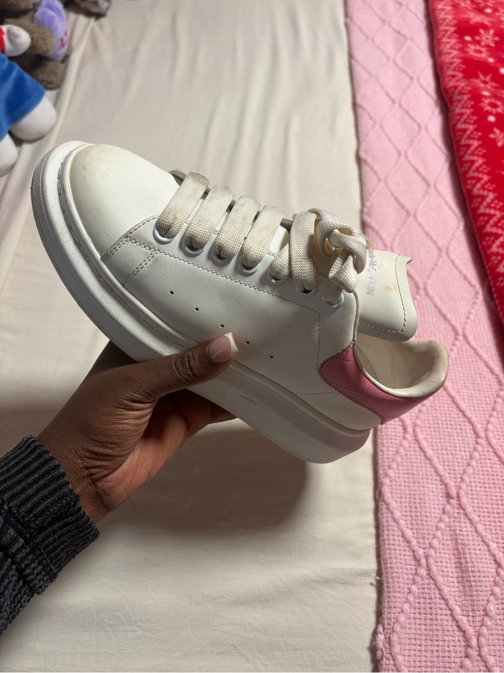 Alexander McQueen White Platform Sneaker with Pink Heel